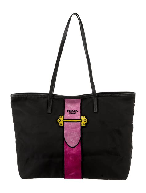 prada trompe l'oeil tote brown pink|Women's Totes .